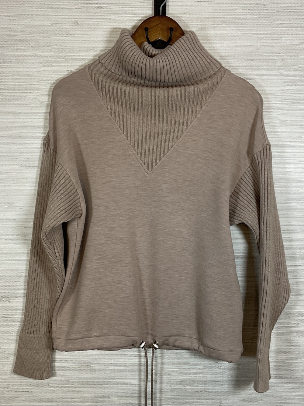 Varley DoubleSoft Hannah Cowl Neck Sweater Taupe Marl XX-Small